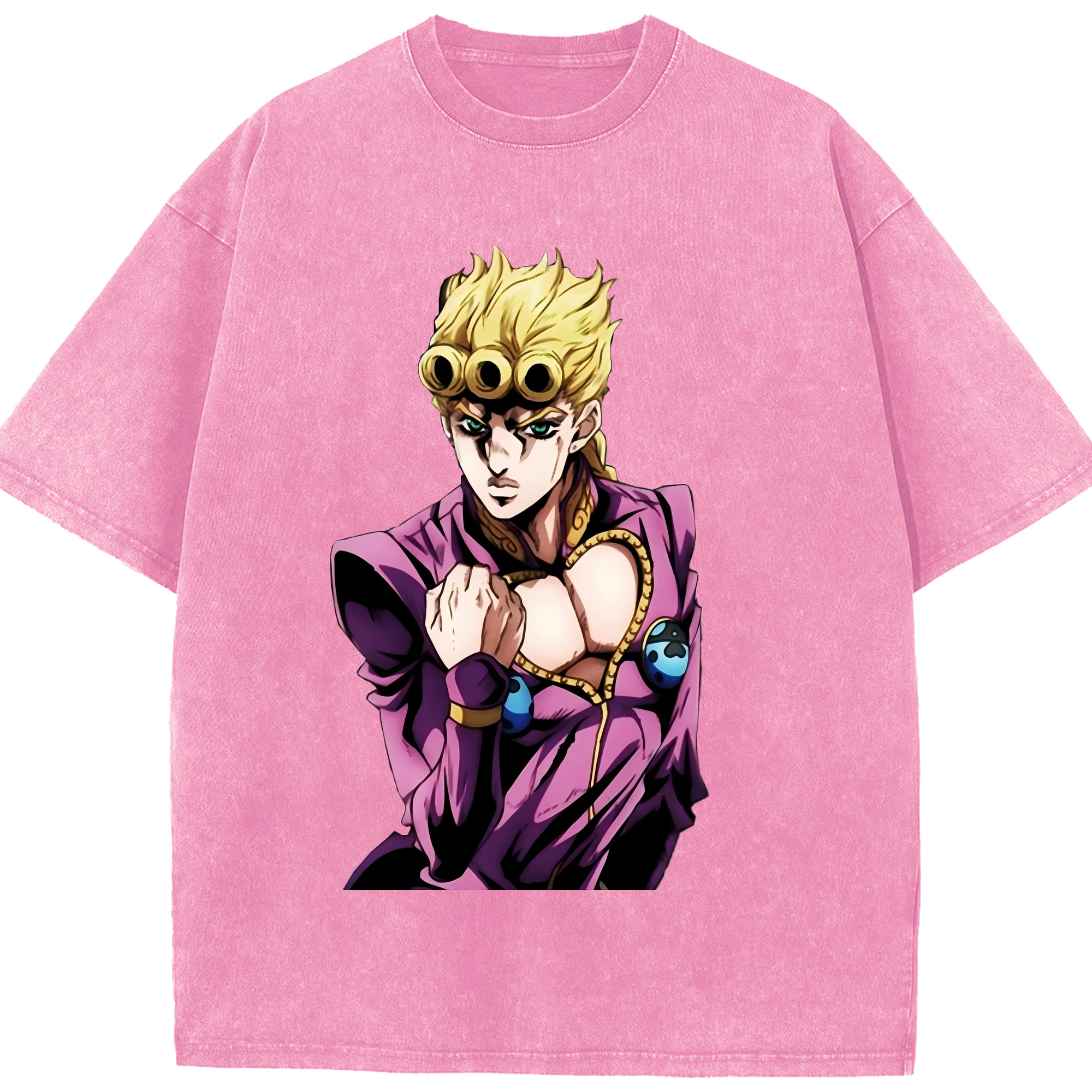 （画像用） ジョジョの奇妙な冒険 ジョルノ?ジョバァーナ JoJo's Bizarre Adventure Giorno Giovanna 綿100% ヴィンテージ風 半袖Tシャツ（フロントプリント）